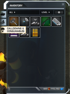 Inventory > Calldowns & Consumables